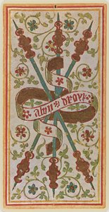 The Three of Wands, faksimil av ett tarotkort från 